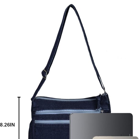 Denim Purse for Women Cotton Large Capacity Casual Crossbody Shoulder Bag - Picture 2 of 6